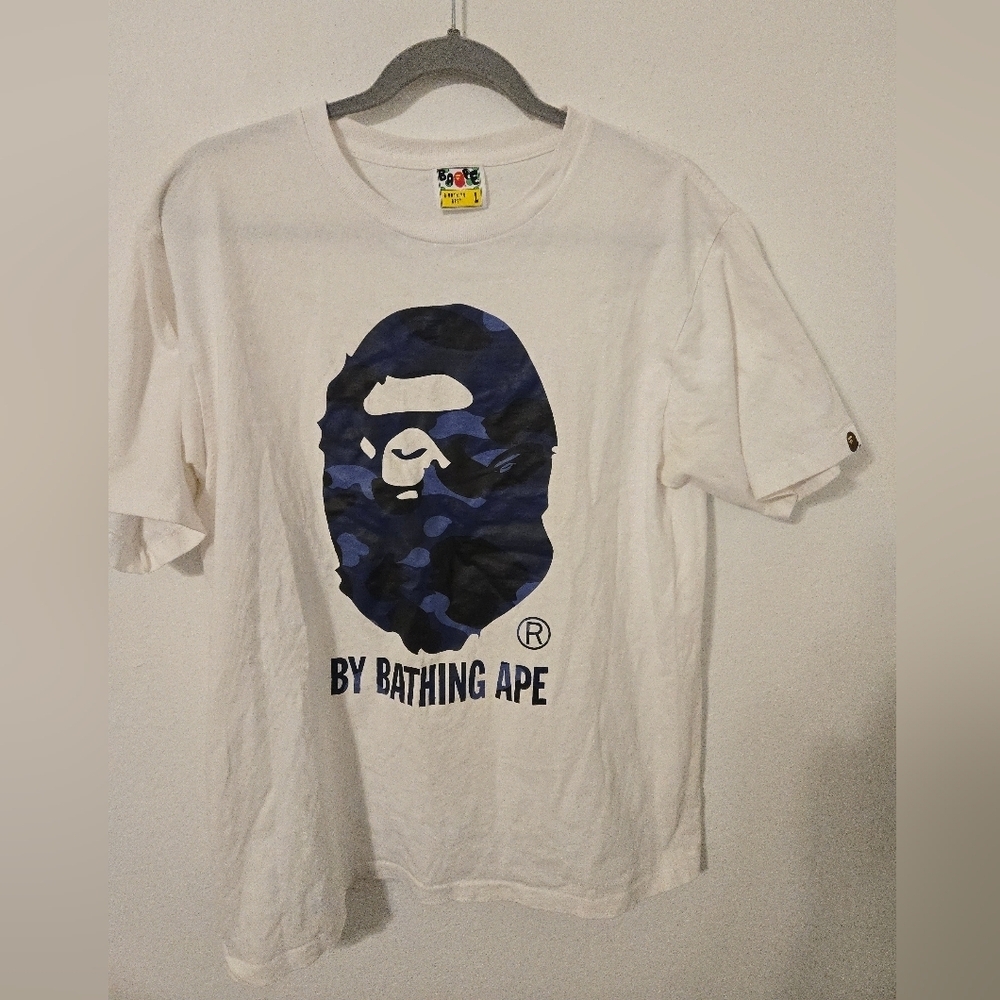 BAPE Camo By Bathing Ape Tee White Navy Mens Large T Shirt